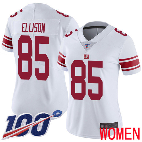 Women New York Giants 85 Rhett Ellison White Vapor Untouchable Limited Player 100th Season Football NFL Jersey